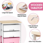 6-Drawer Craft Organiser Trolley Cart with Wooden Top