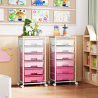 6-Drawer Craft Organiser Trolley Cart with Wooden Top