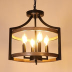 6- Farmhouse Chandelier Rustic Metal Lantern