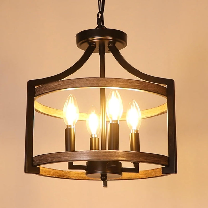 6- Farmhouse Chandelier Rustic Metal Lantern