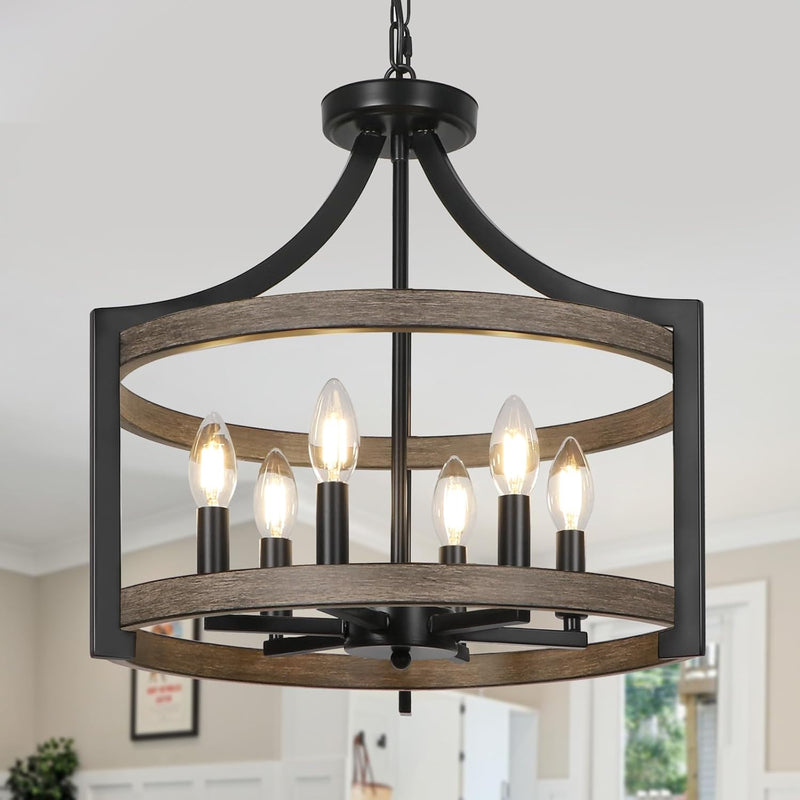 6- Farmhouse Chandelier Rustic Metal Lantern