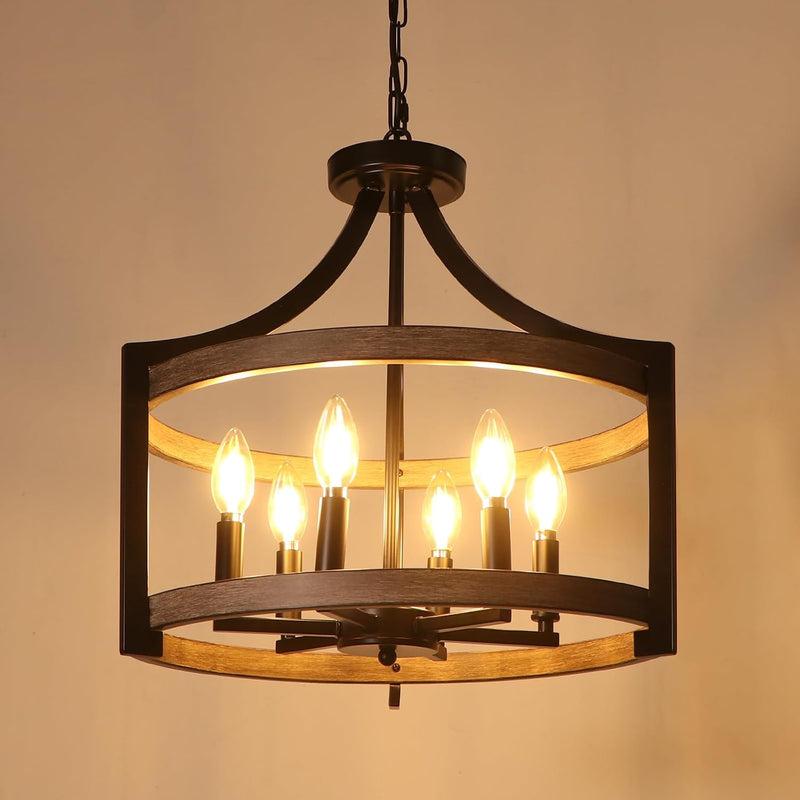6- Farmhouse Chandelier Rustic Metal Lantern