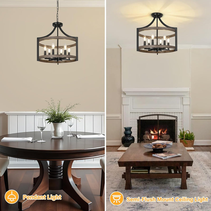 6- Farmhouse Chandelier Rustic Metal Lantern