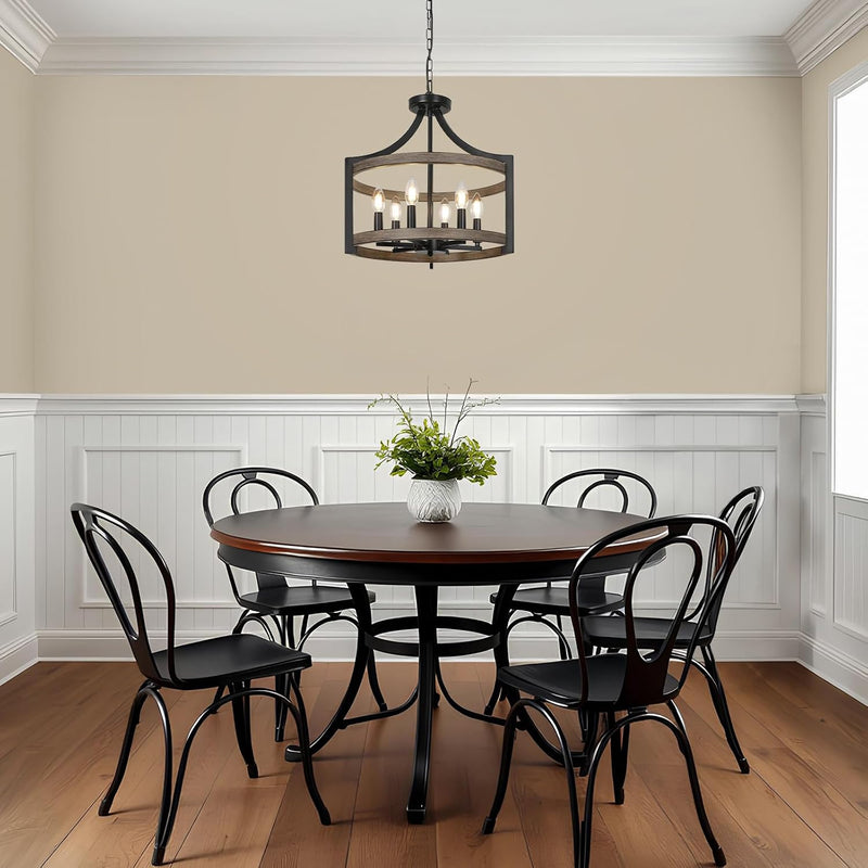 6- Farmhouse Chandelier Rustic Metal Lantern