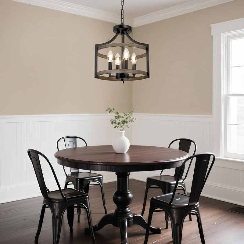 6- Farmhouse Chandelier Rustic Metal Lantern