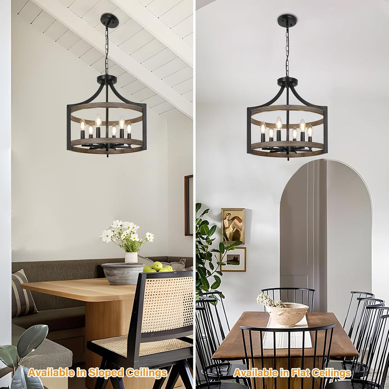 6- Farmhouse Chandelier Rustic Metal Lantern