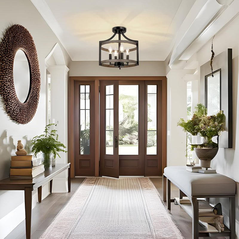 6- Farmhouse Chandelier Rustic Metal Lantern