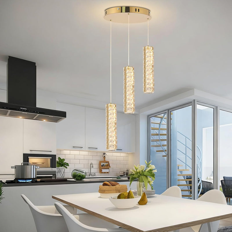 6-Light Raindrop Crystal Pendant Light Dimmable LED