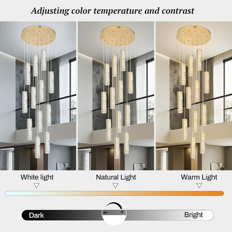 6-Light Raindrop Crystal Pendant Light Dimmable LED