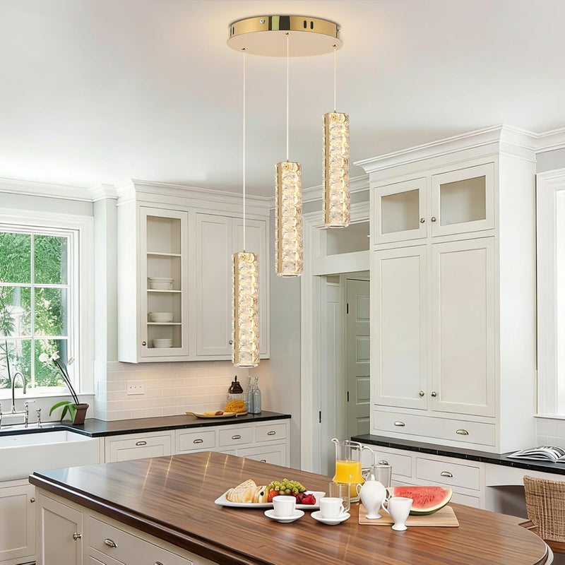 6-Light Raindrop Crystal Pendant Light Dimmable LED