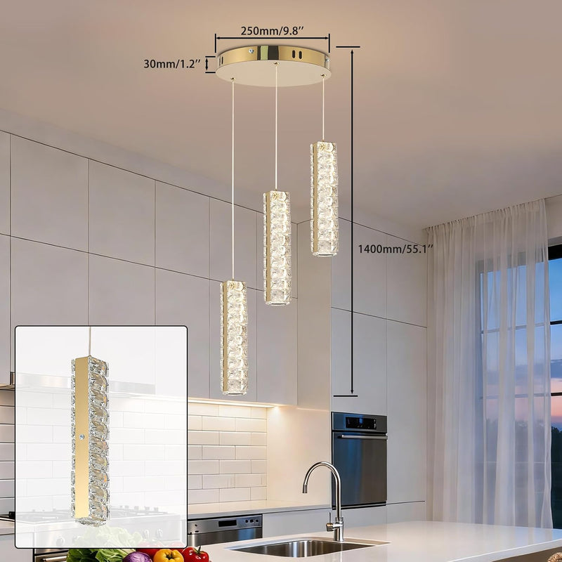 6-Light Raindrop Crystal Pendant Light Dimmable LED