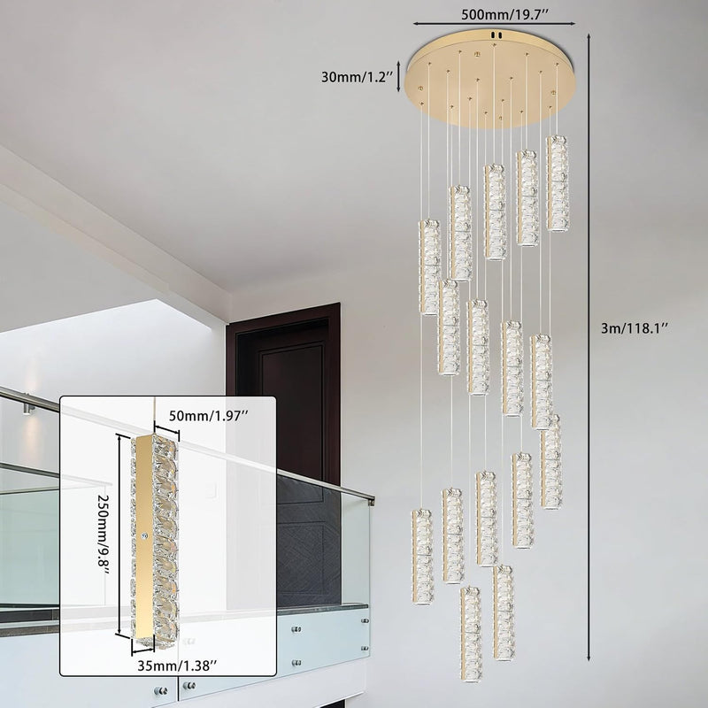 6-Light Raindrop Crystal Pendant Light Dimmable LED
