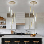6-Light Raindrop Crystal Pendant Light Dimmable LED