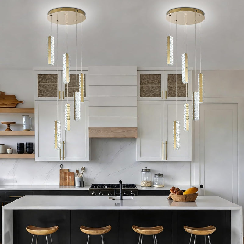 6-Light Raindrop Crystal Pendant Light Dimmable LED