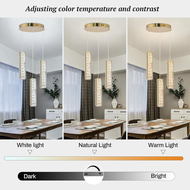 6-Light Raindrop Crystal Pendant Light Dimmable LED