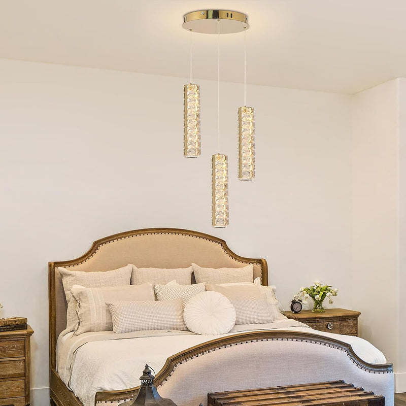 6-Light Raindrop Crystal Pendant Light Dimmable LED