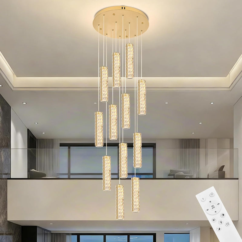 6-Light Raindrop Crystal Pendant Light Dimmable LED