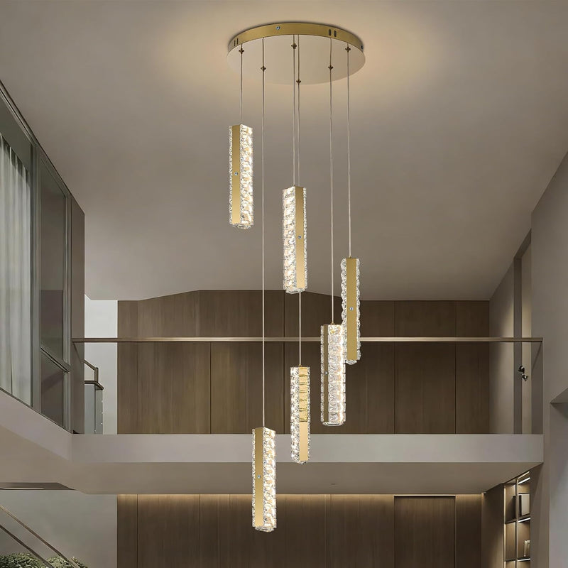 6-Light Raindrop Crystal Pendant Light Dimmable LED
