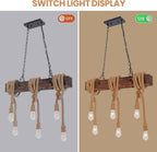 6-Lights Dining Farmhouse Chandelier Wooden Ceiling Pendant
