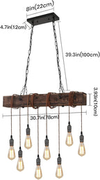 6-Lights Dining Farmhouse Chandelier Wooden Ceiling Pendant
