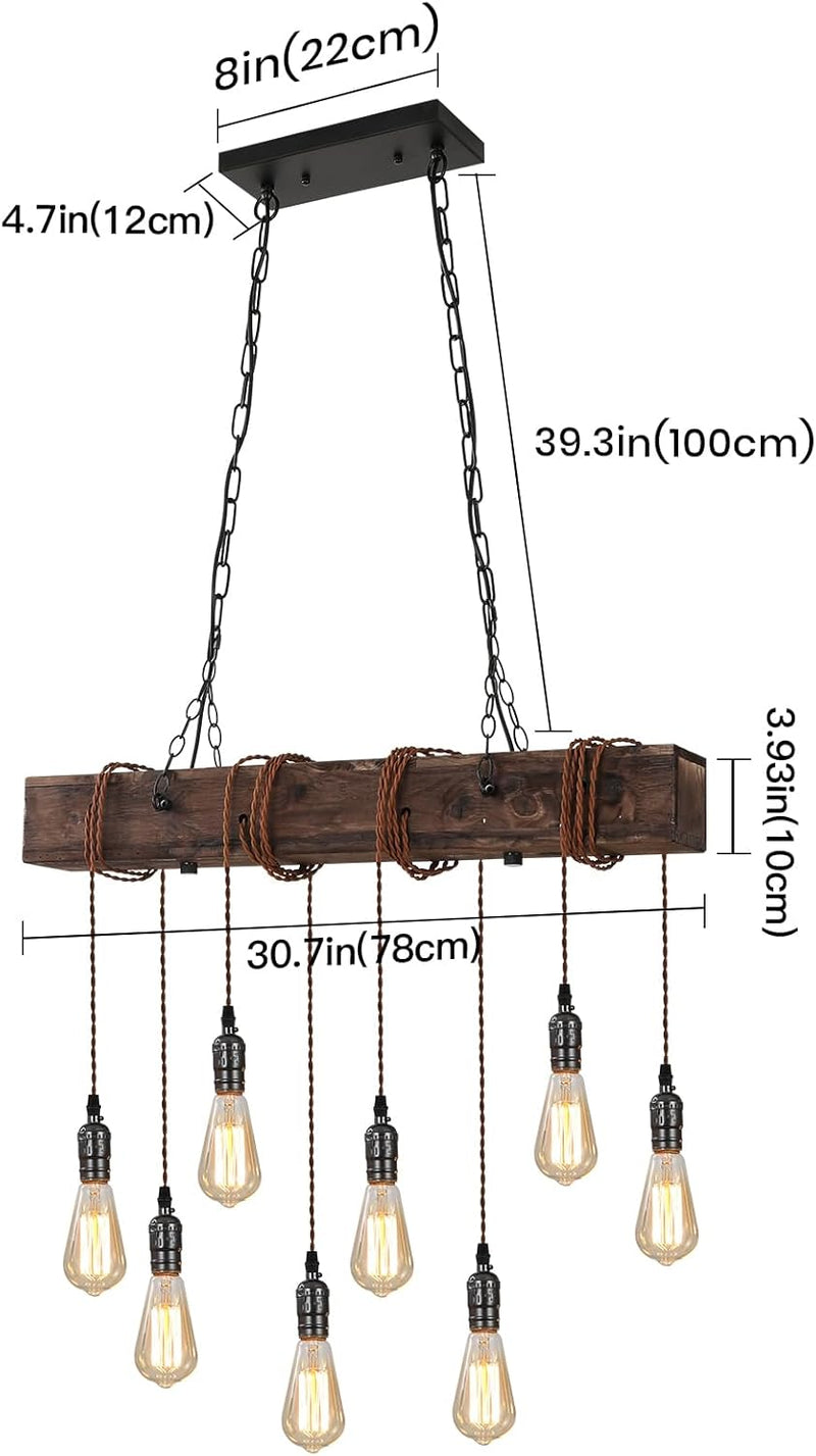 6-Lights Dining Farmhouse Chandelier Wooden Ceiling Pendant
