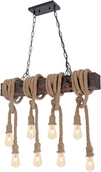 6-Lights Dining Farmhouse Chandelier Wooden Ceiling Pendant
