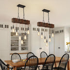 6-Lights Dining Farmhouse Chandelier Wooden Ceiling Pendant