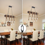 6-Lights Dining Farmhouse Chandelier Wooden Ceiling Pendant