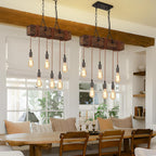 6-Lights Dining Farmhouse Chandelier Wooden Ceiling Pendant