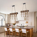 6-Lights Dining Farmhouse Chandelier Wooden Ceiling Pendant
