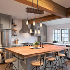 6-Lights Dining Farmhouse Chandelier Wooden Ceiling Pendant