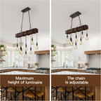 6-Lights Dining Farmhouse Chandelier Wooden Ceiling Pendant