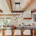 6-Lights Dining Farmhouse Chandelier Wooden Ceiling Pendant