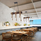 6-Lights Dining Farmhouse Chandelier Wooden Ceiling Pendant