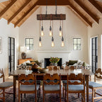 6-Lights Dining Farmhouse Chandelier Wooden Ceiling Pendant