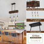 6-Lights Dining Farmhouse Chandelier Wooden Ceiling Pendant