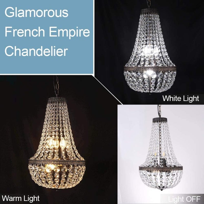 6 Lights French Empire Crystal Chandelier 13 Inch