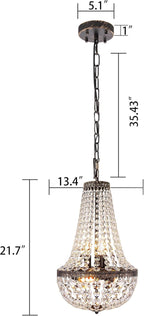 6 Lights French Empire Crystal Chandelier 13 Inch