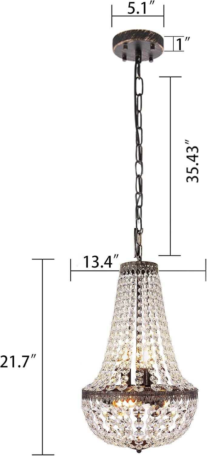 6 Lights French Empire Crystal Chandelier 13 Inch
