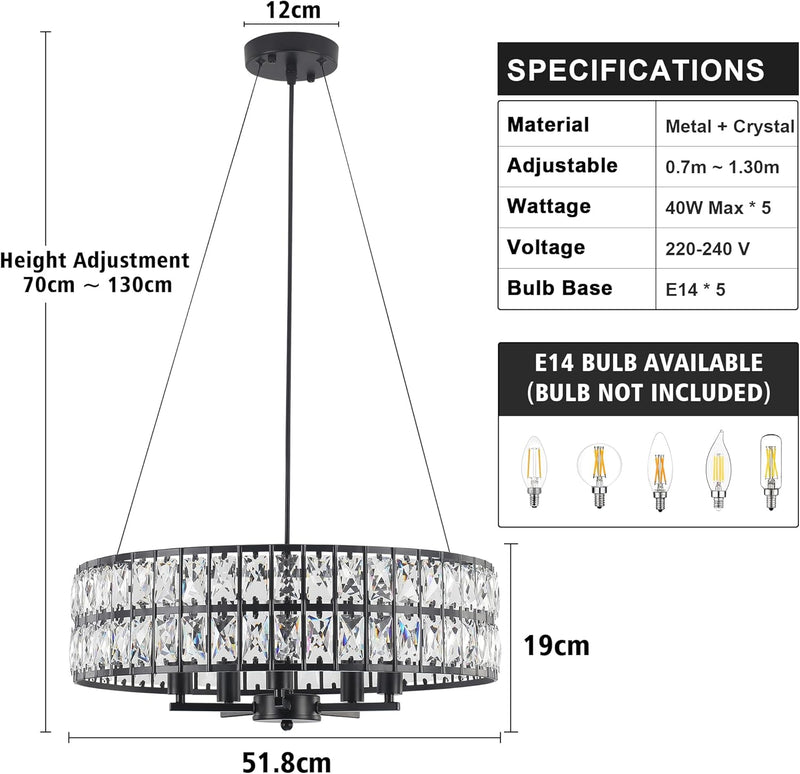 6 Lights Rustic Chandelier Ceiling Living Room Industrial