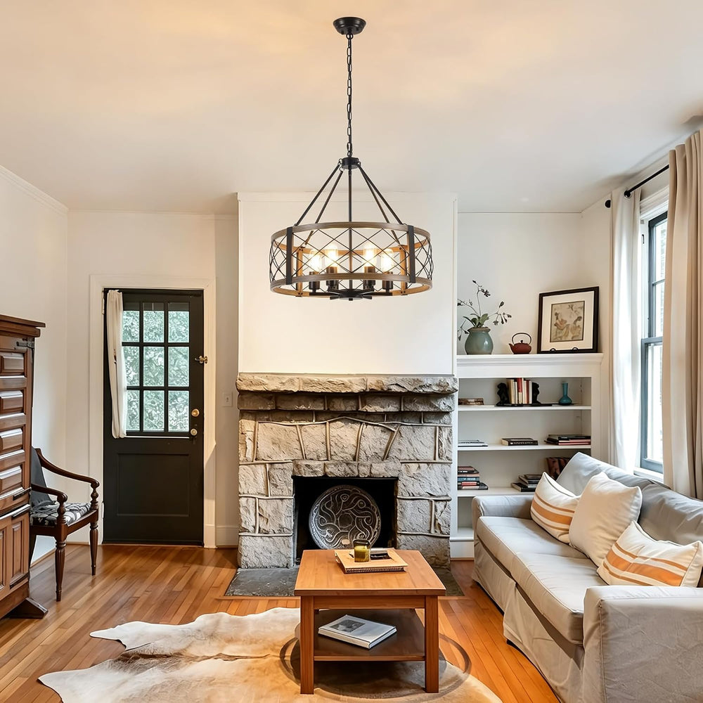 6 Lights Rustic Chandelier Ceiling Living Room Industrial