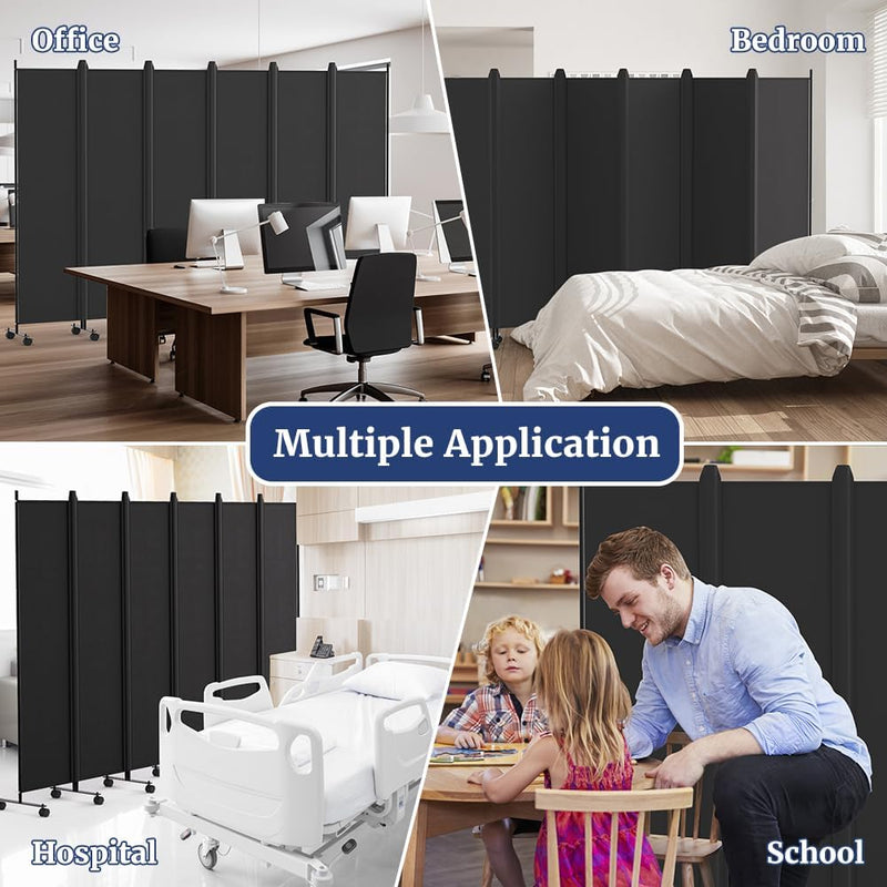 6 Panel Room Divider 6FT Tall Rolling Privacy