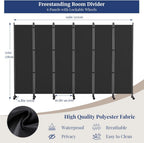 6 Panel Room Divider 6FT Tall Rolling Privacy