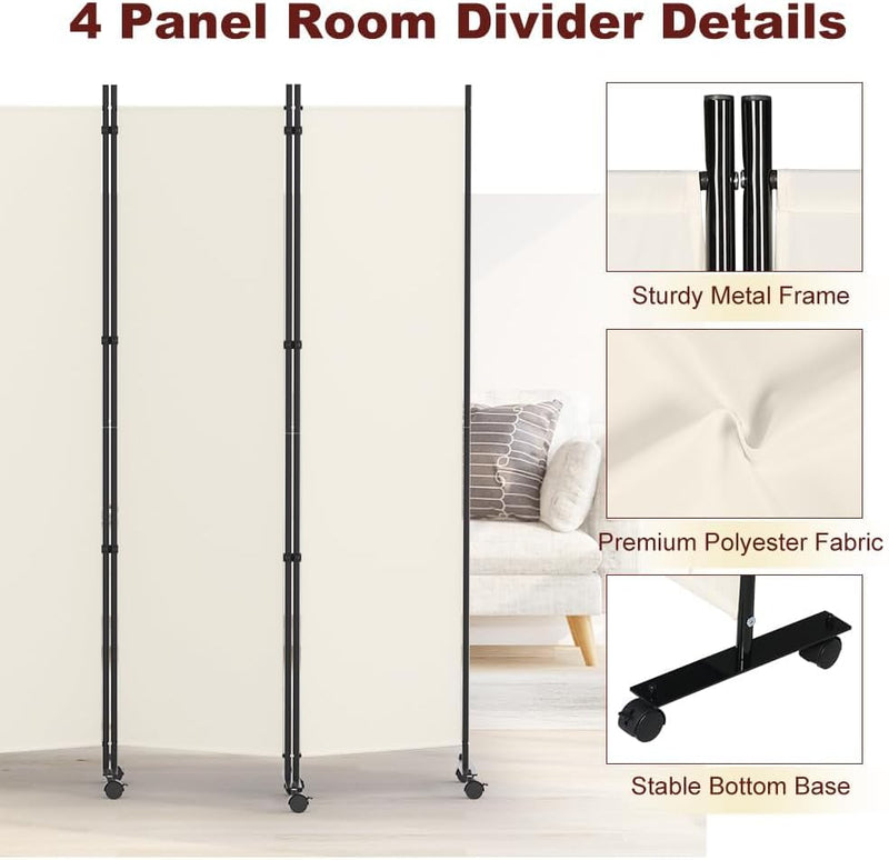 6 Panel Room Divider Folding Privacy Screen Freestanding