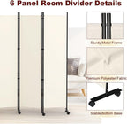 6 Panel Room Divider Folding Privacy Screen Freestanding