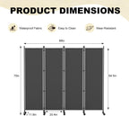 6 Panel Room Divider Folding Privacy Screen Freestanding