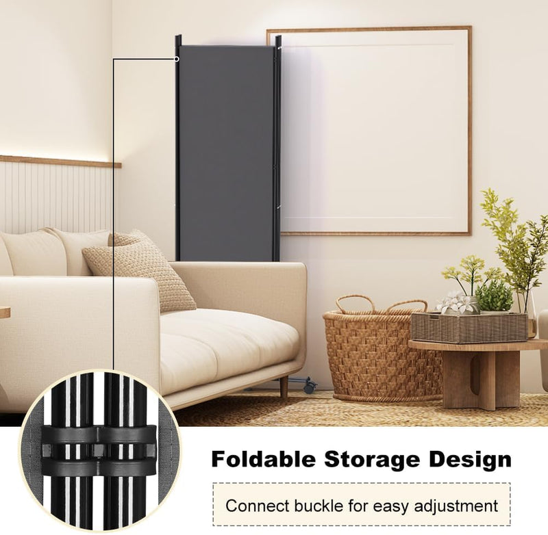 6 Panel Room Divider Folding Privacy Screen Freestanding