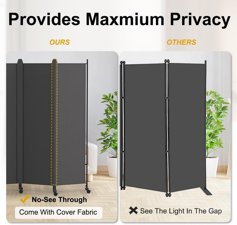 6 Panel Room Divider Folding Privacy Screen Freestanding
