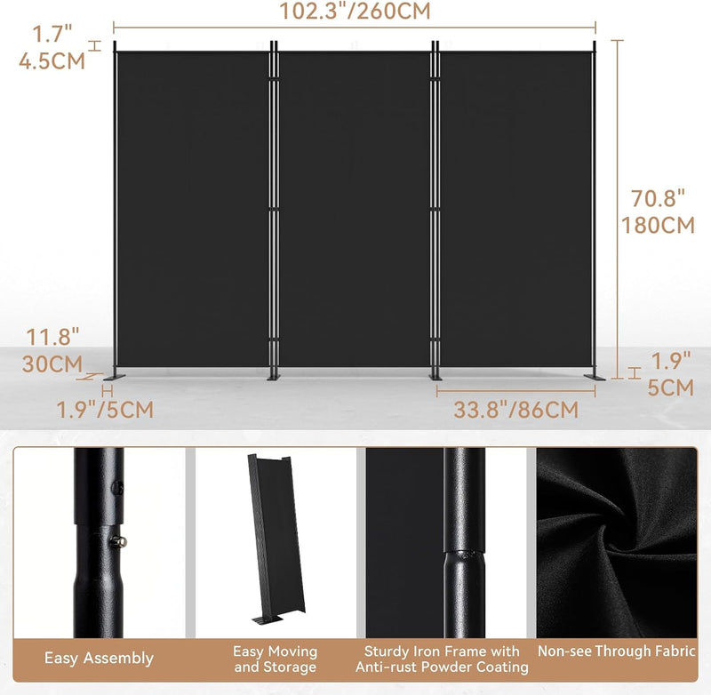 6 Panels 6FT Room Divider and Folding