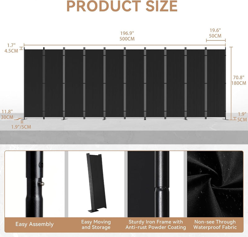 6 Panels 6FT Room Divider and Folding